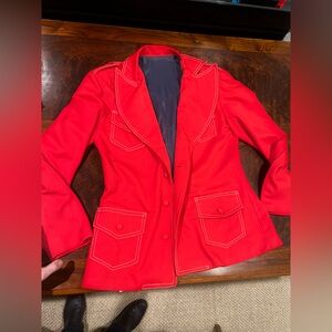 Men's Vibrant Red 1970’s pants & jacket Disco bell bottoms classical zoot suit